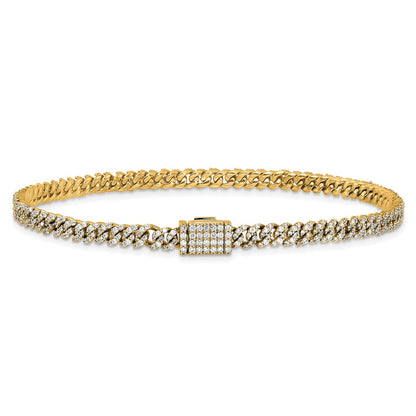 14K Yellow Gold 2 Carat Lab Grown Diamond Vs+ F+ 4mm Pav‚Äö Cuban Link Bracelet