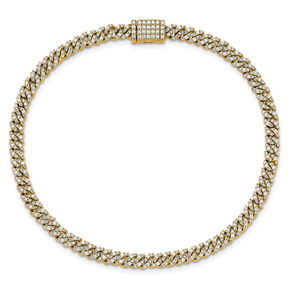 10K Yellow Gold 2 Carat Lab Grown Diamond Vs/Si+ G+ 4mm Pav‚Äö Cuban Link Bracelet
