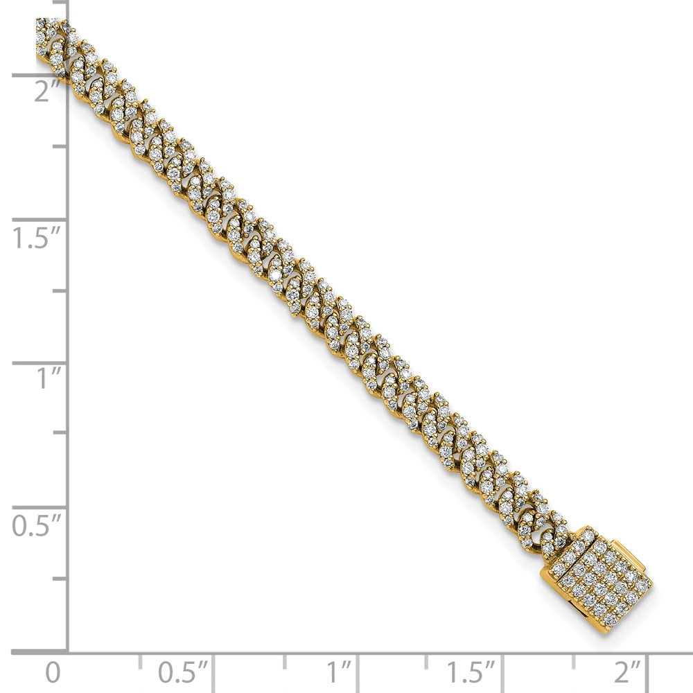 10K Yellow Gold 2 Carat Lab Grown Diamond Vs/Si+ G+ 4mm Pav‚Äö Cuban Link Bracelet