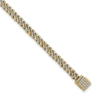 14K Yellow Gold 2 Carat Lab Grown Diamond Vs/Si+ G+ 4mm Pav‚Äö Cuban Link Bracelet