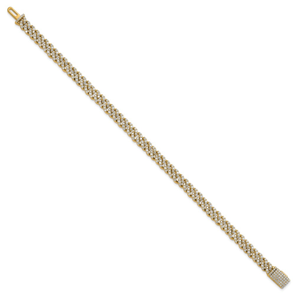 14K Yellow Gold 3 1/3 Carat Lab Grown Diamond Vs+ F+ 4mm Pav‚Äö Cuban Link Bracelet