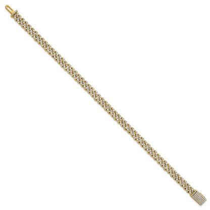14K Yellow Gold 3 1/3 Carat Lab Grown Diamond Vs+ F+ 4mm Pav‚Äö Cuban Link Bracelet