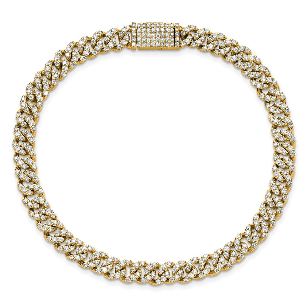 14K Yellow Gold 3 1/3 Carat Lab Grown Diamond Vs/Si+ G+ 4mm Pav‚Äö Cuban Link Bracelet