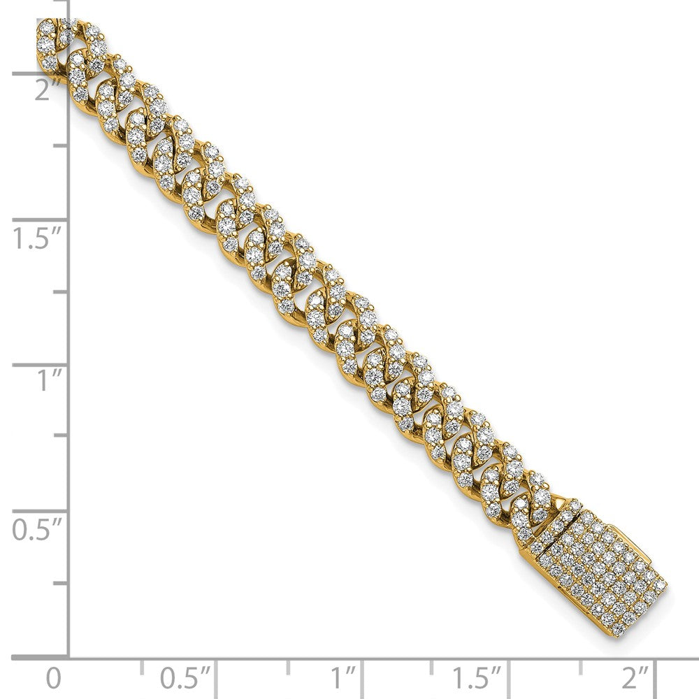 14K Yellow Gold 3 1/3 Carat Lab Grown Diamond Vs/Si+ G+ 4mm Pav‚Äö Cuban Link Bracelet