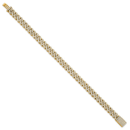 14K Yellow Gold 5 Carat Lab Grown Diamond Vs+ F+ 4mm Pav‚Äö Cuban Link Bracelet