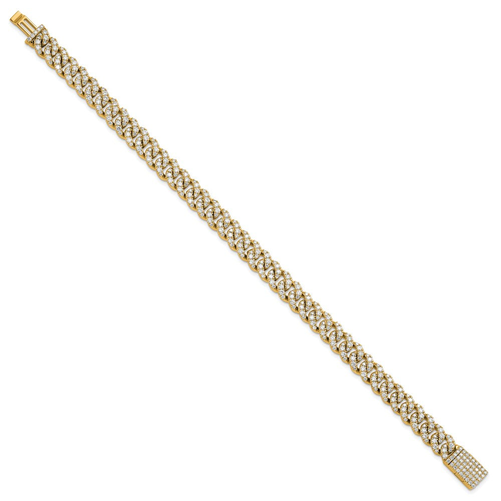 14K Yellow Gold 5 Carat Lab Grown Diamond Vs/Si+ G+ 4mm Pav‚Äö Cuban Link Bracelet