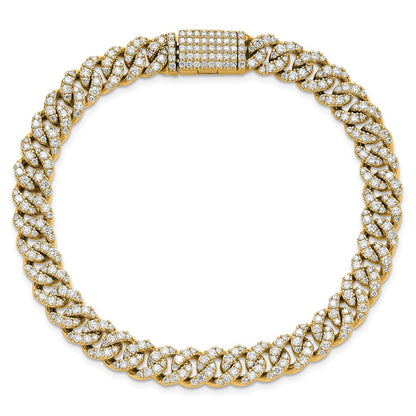 14K Yellow Gold 5 Carat Lab Grown Diamond Vs+ F+ 4mm Pav‚Äö Cuban Link Bracelet