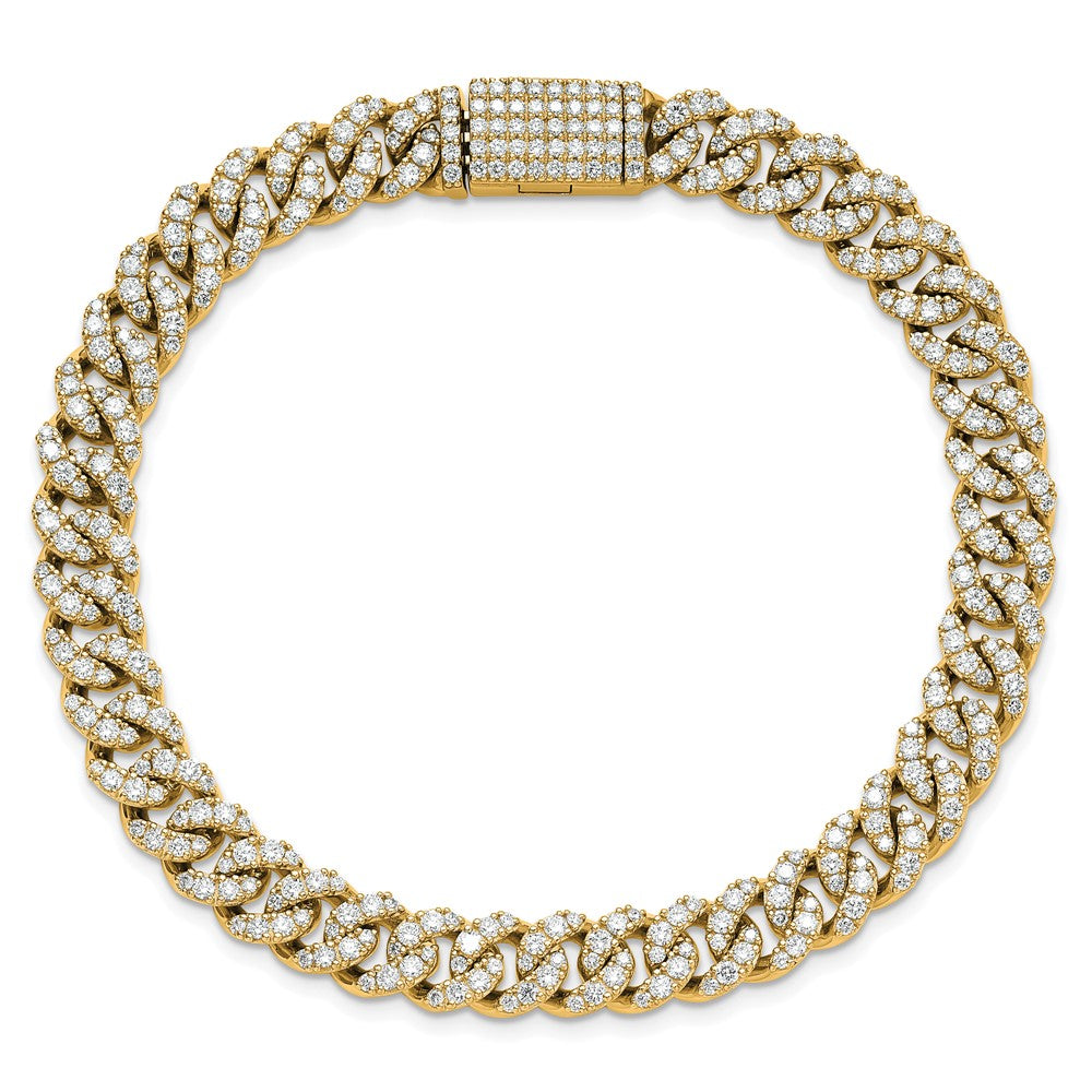 14K Yellow Gold 5 Carat Lab Grown Diamond Vs/Si+ G+ 4mm Pav‚Äö Cuban Link Bracelet