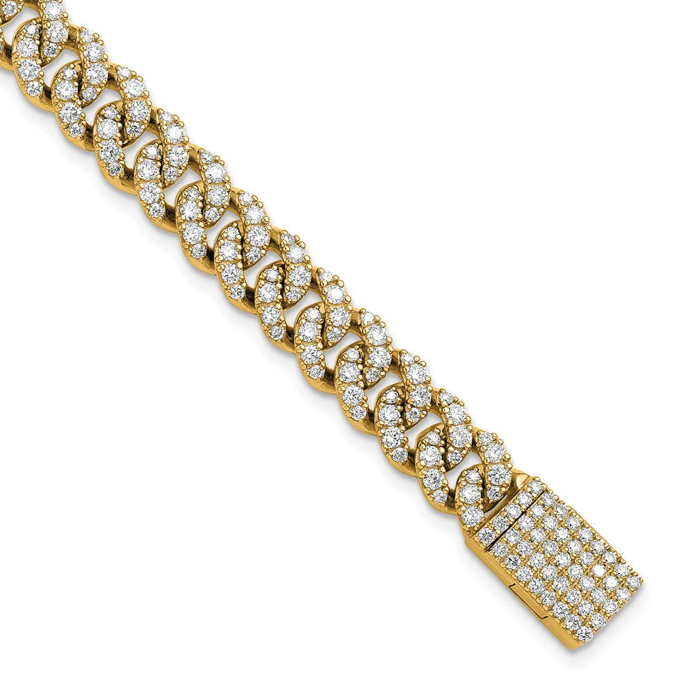 10K Yellow Gold 5 Carat Lab Grown Diamond Vs+ F+ 4mm Pav‚Äö Cuban Link Bracelet