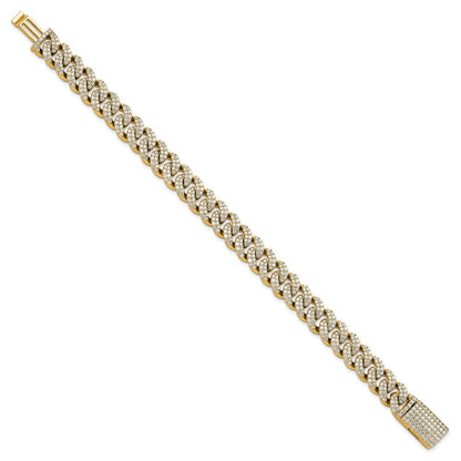 14K Yellow Gold 6 1/6 Carat Lab Grown Diamond Vs/Si+ G+ 4mm Pav‚Äö Cuban Link Bracelet