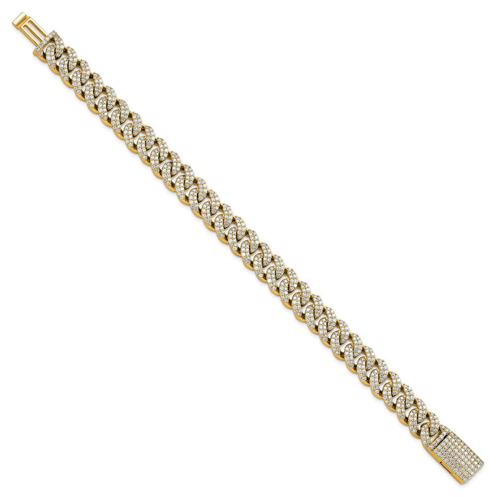 10K Yellow Gold 6 1/6 Carat Lab Grown Diamond Vs+ F+ 4mm Pav‚Äö Cuban Link Bracelet