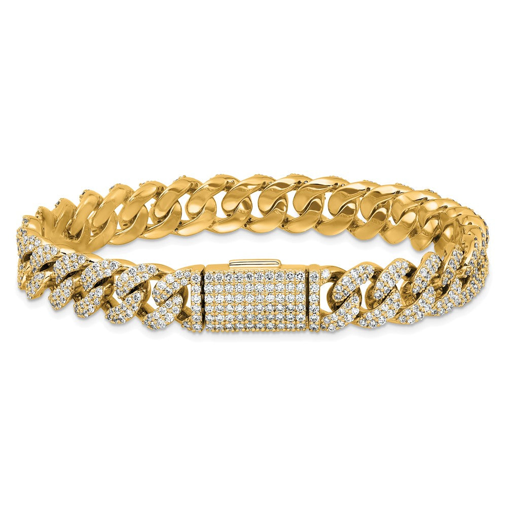 10K Yellow Gold 6 1/6 Carat Lab Grown Diamond Vs/Si+ G+ 4mm Pav‚Äö Cuban Link Bracelet