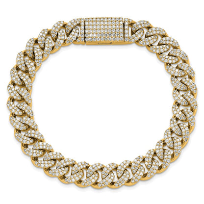 14K Yellow Gold 6 1/6 Carat Lab Grown Diamond Vs/Si+ G+ 4mm Pav‚Äö Cuban Link Bracelet