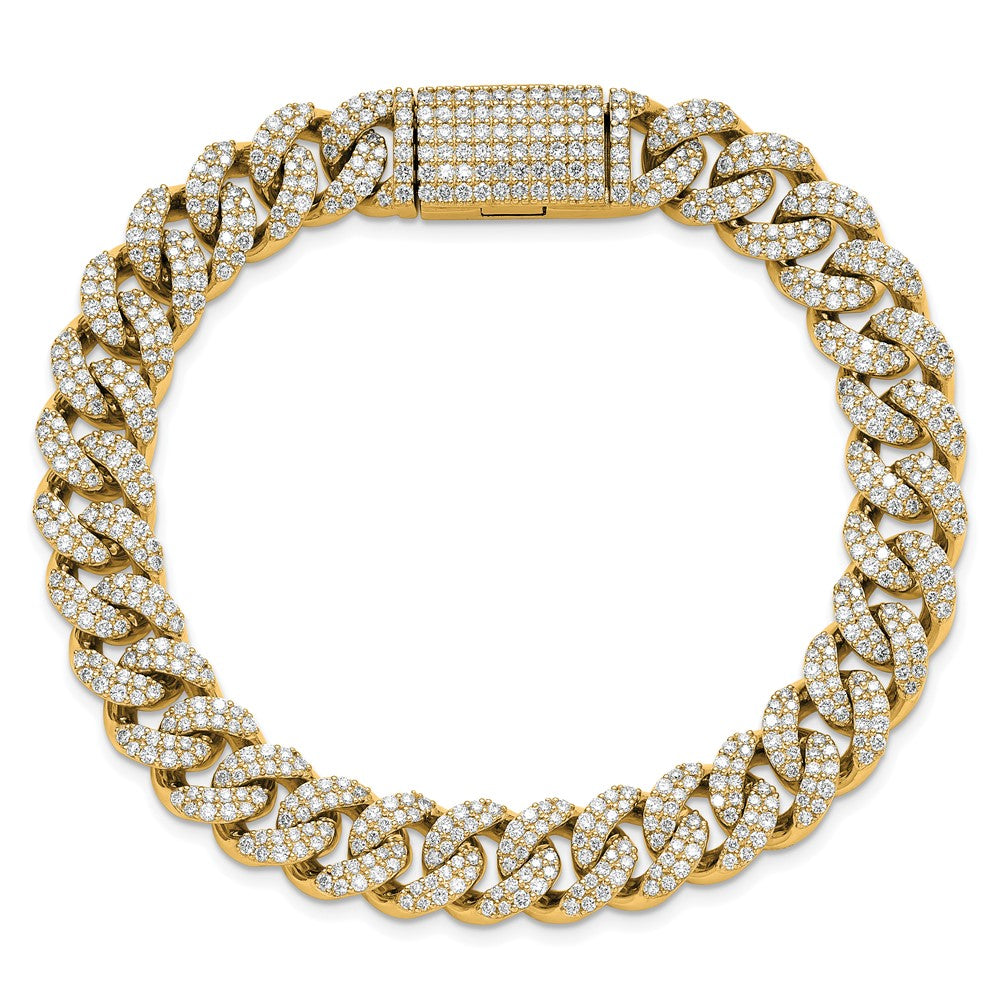 14K Yellow Gold 6 1/6 Carat Lab Grown Diamond Vs+ F+ 4mm Pav‚Äö Cuban Link Bracelet