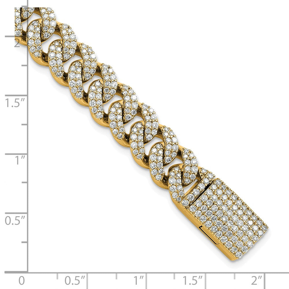 14K Yellow Gold 6 1/6 Carat Lab Grown Diamond Vs+ F+ 4mm Pav‚Äö Cuban Link Bracelet