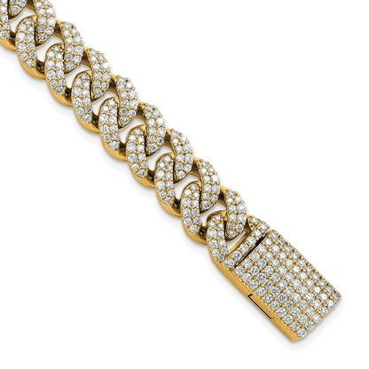 14K Yellow Gold 6 1/6 Carat Lab Grown Diamond Vs/Si+ G+ 4mm Pav‚Äö Cuban Link Bracelet