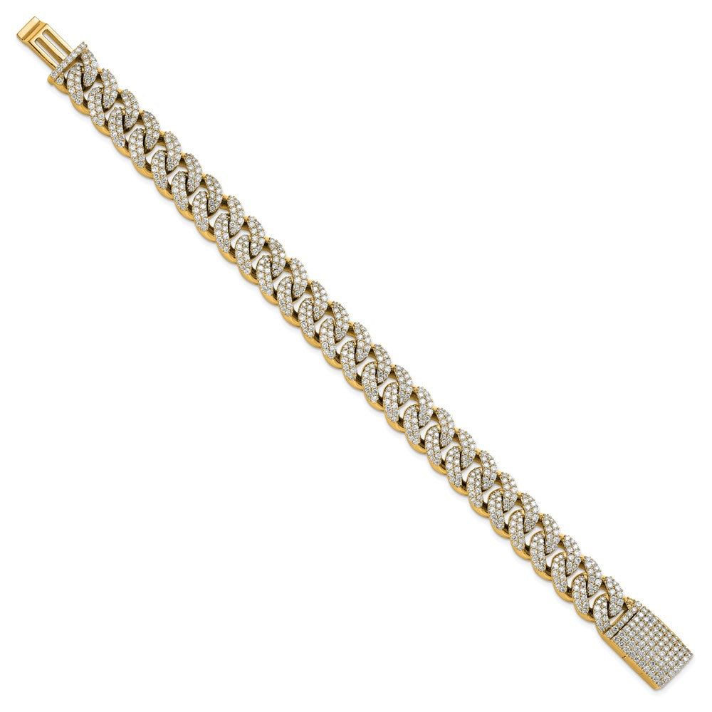 14K Yellow Gold 9 1/6 Carat Lab Grown Diamond Vs/Si+ G+ 4mm Pav‚Äö Cuban Link Bracelet