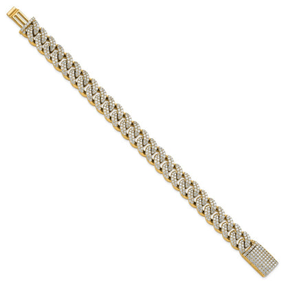 14K Yellow Gold 9 1/6 Carat Lab Grown Diamond Vs/Si+ G+ 4mm Pav‚Äö Cuban Link Bracelet