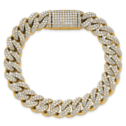 14K Yellow Gold 9 1/6 Carat Lab Grown Diamond Vs+ F+ 4mm Pav‚Äö Cuban Link Bracelet