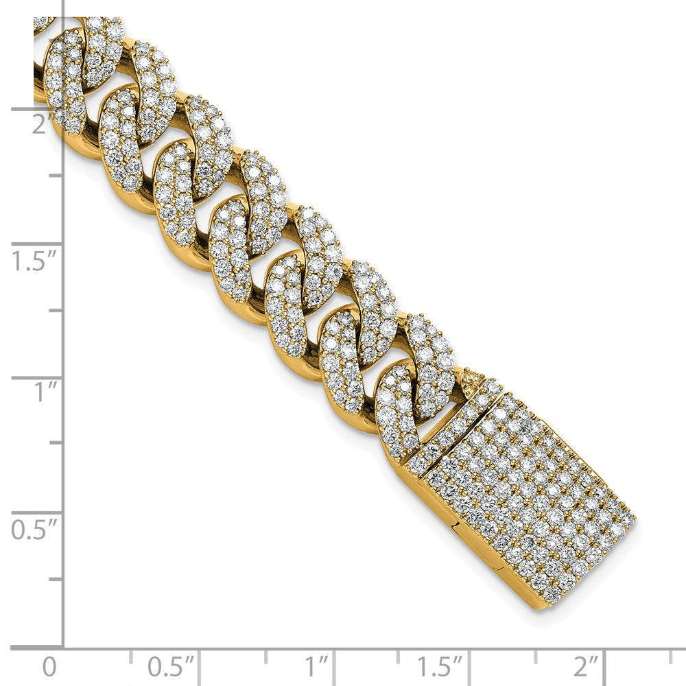 10K Yellow Gold 9 1/6 Carat Lab Grown Diamond Vs+ F+ 4mm Pav‚Äö Cuban Link Bracelet