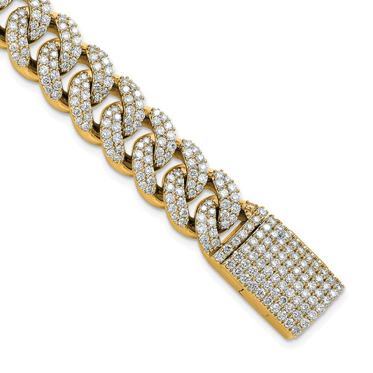 14K Yellow Gold 9 1/6 Carat Lab Grown Diamond Vs/Si+ G+ 4mm Pav‚Äö Cuban Link Bracelet