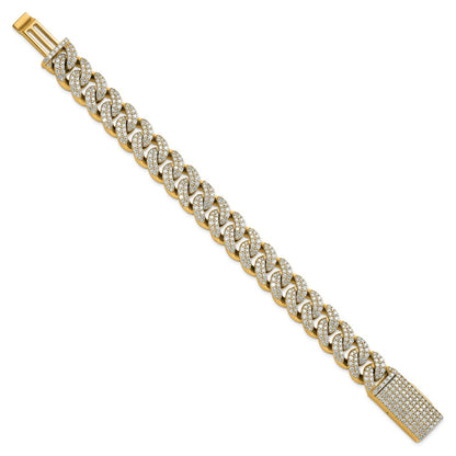 10K Yellow Gold 11 3/8 Carat Lab Grown Diamond Vs+ F+ 4mm Pav‚Äö Cuban Link Bracelet