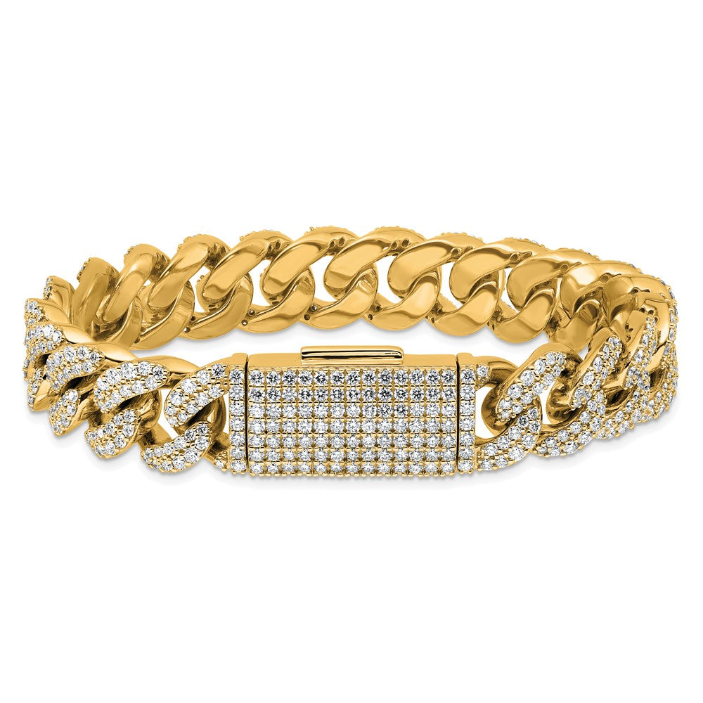 10K Yellow Gold 11 3/8 Carat Lab Grown Diamond Vs+ F+ 4mm Pav‚Äö Cuban Link Bracelet