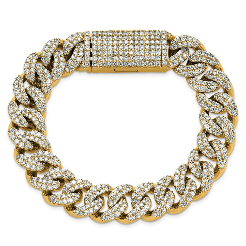 14K Yellow Gold 11 3/8 Carat Lab Grown Diamond Vs+ F+ 4mm Pav‚Äö Cuban Link Bracelet