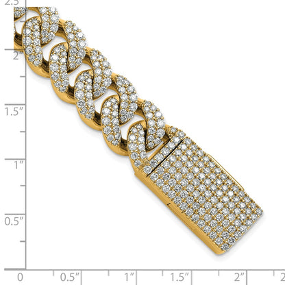 14K Yellow Gold 11 3/8 Carat Lab Grown Diamond Vs/Si+ G+ 4mm Pav‚Äö Cuban Link Bracelet