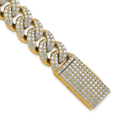 10K Yellow Gold 11 3/8 Carat Lab Grown Diamond Vs/Si+ G+ 4mm Pav‚Äö Cuban Link Bracelet