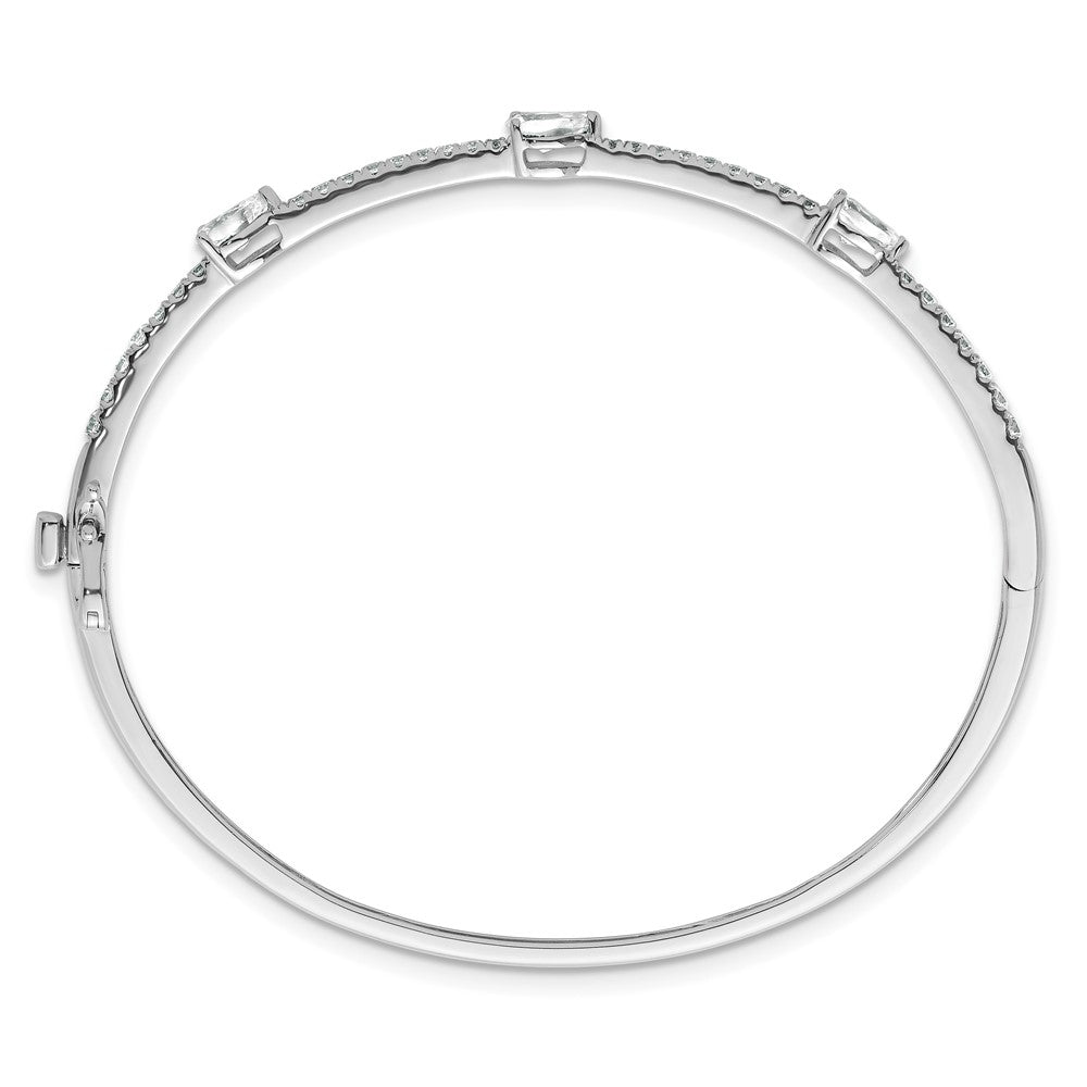 14K White Gold True Origin 1 3/8 Carat Lab Grown Diamond Vs D E F Round And Pear 6.75 Inch Bangle