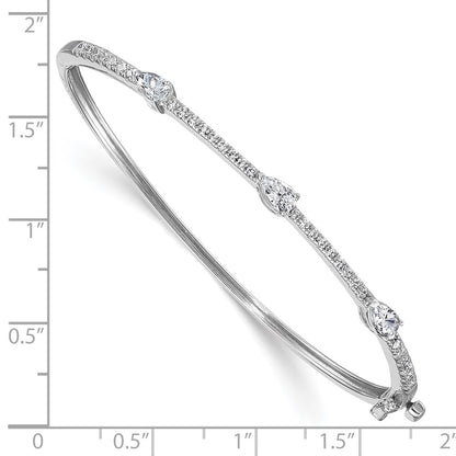 14K White Gold True Origin 1 3/8 Carat Lab Grown Diamond Vs D E F Round And Pear 6.75 Inch Bangle