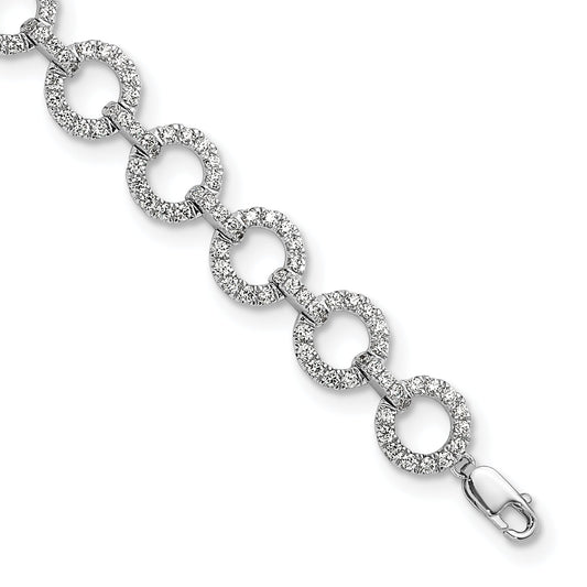 14K White Gold True Origin 2 7/8 Carat Lab Grown Diamond Vs Def 7 Inch Fancy Link Bracelet With A 1 Extension