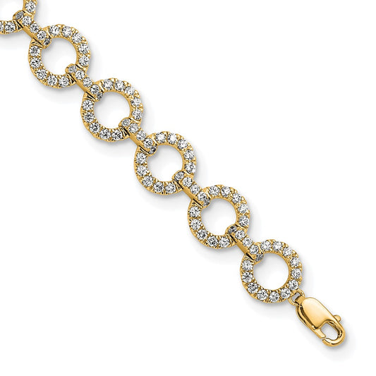 14K Yellow Gold True Origin 2 7/8 Carat Lab Grown Diamond Vs D E F 7 Inch Fancy Link Bracelet With A 1 Extension