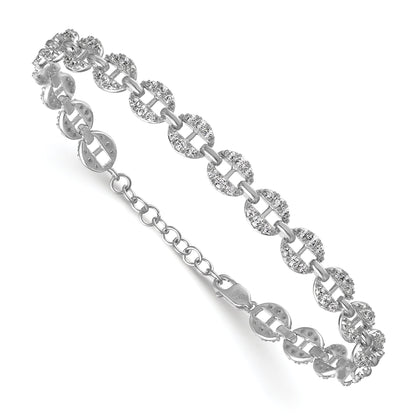 14K White Gold True Origin 1 7/8 Carat Lab Grown Diamond Vs Def 7 Inch Anchor Link Bracelet With A Extension