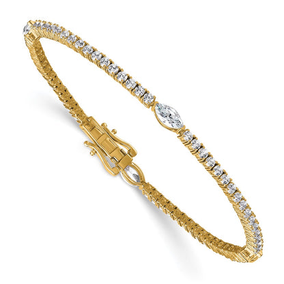 14K Yellow Gold True Origin 3 5/8 Carat Lab Grown Diamond Vs D E F Round And Marquise 7 Inch Bracelet