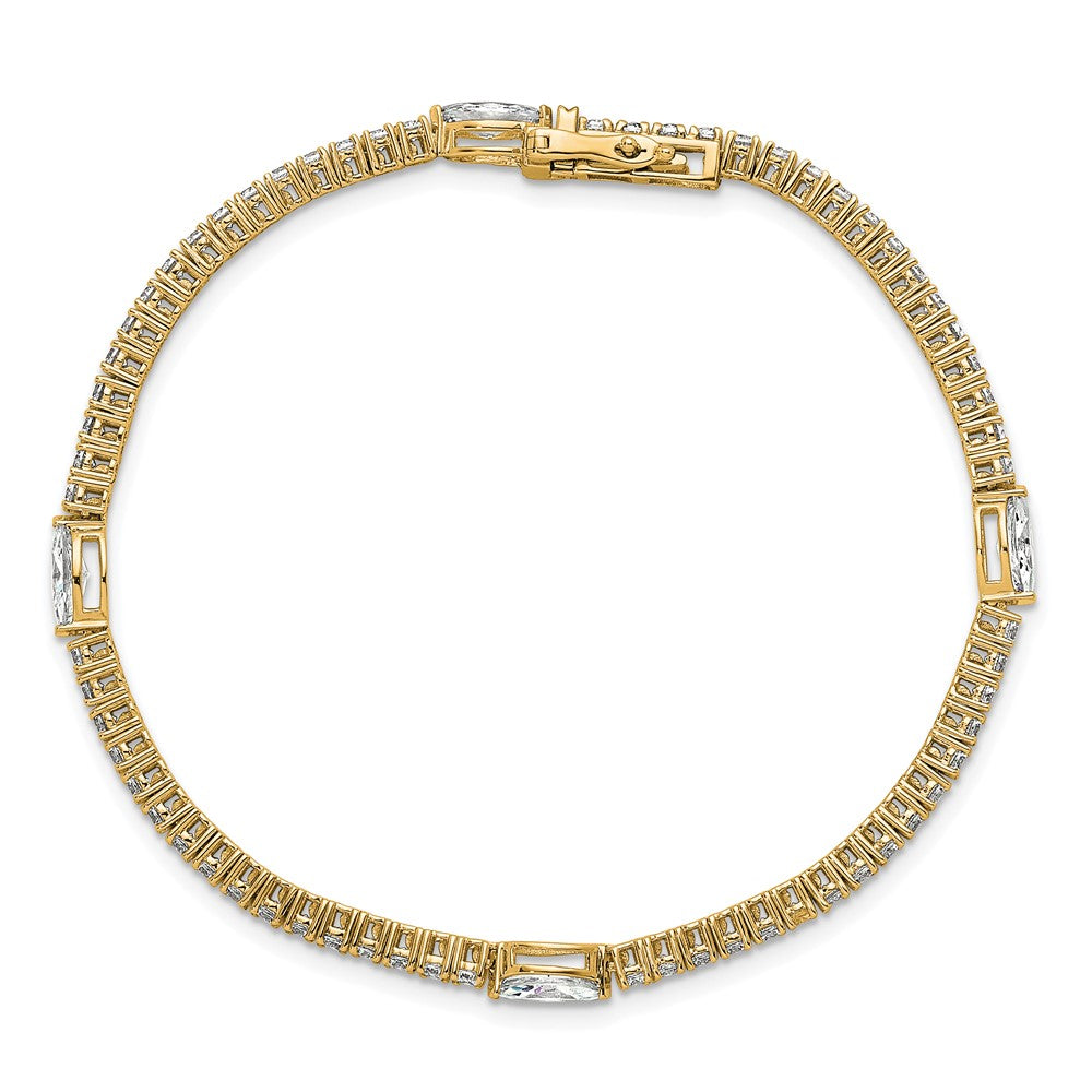 14K Yellow Gold True Origin 3 5/8 Carat Lab Grown Diamond Vs D E F Round And Marquise 7 Inch Bracelet