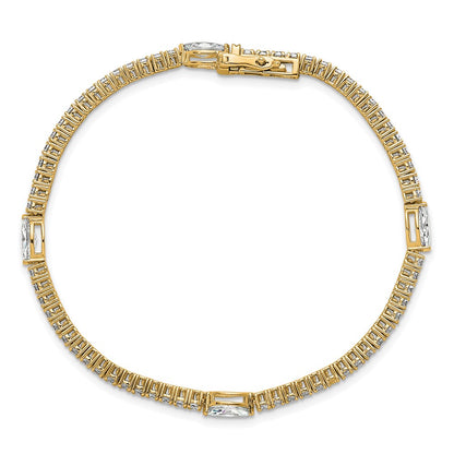 14K Yellow Gold True Origin 3 5/8 Carat Lab Grown Diamond Vs D E F Round And Marquise 7 Inch Bracelet