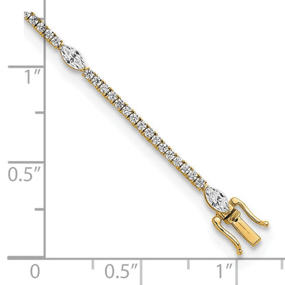 14K Yellow Gold True Origin 3 5/8 Carat Lab Grown Diamond Vs D E F Round And Marquise 7 Inch Bracelet