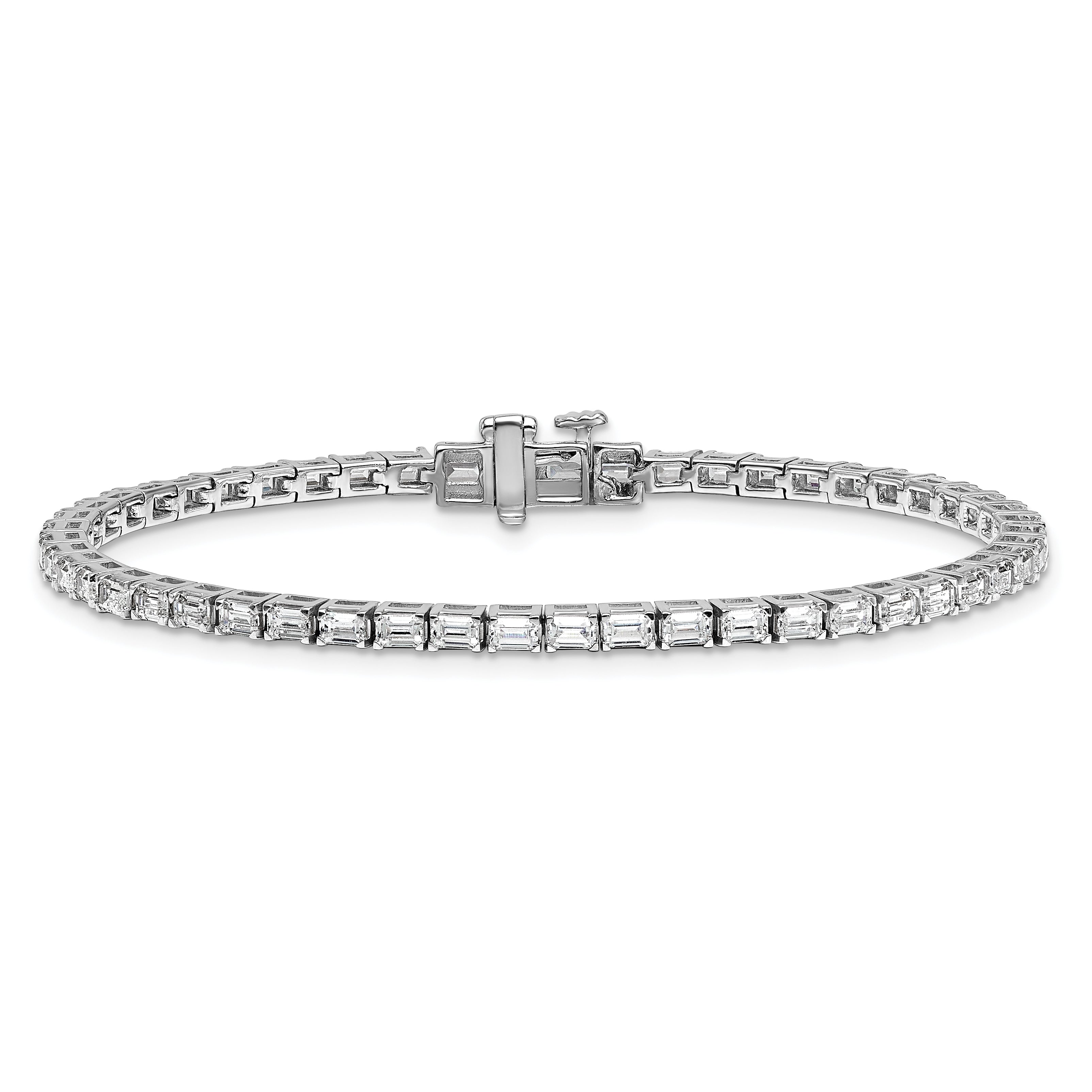 14K White Gold Lab Grown Diamond Vs/Si+ G+ Emerald Tennis Bracelet