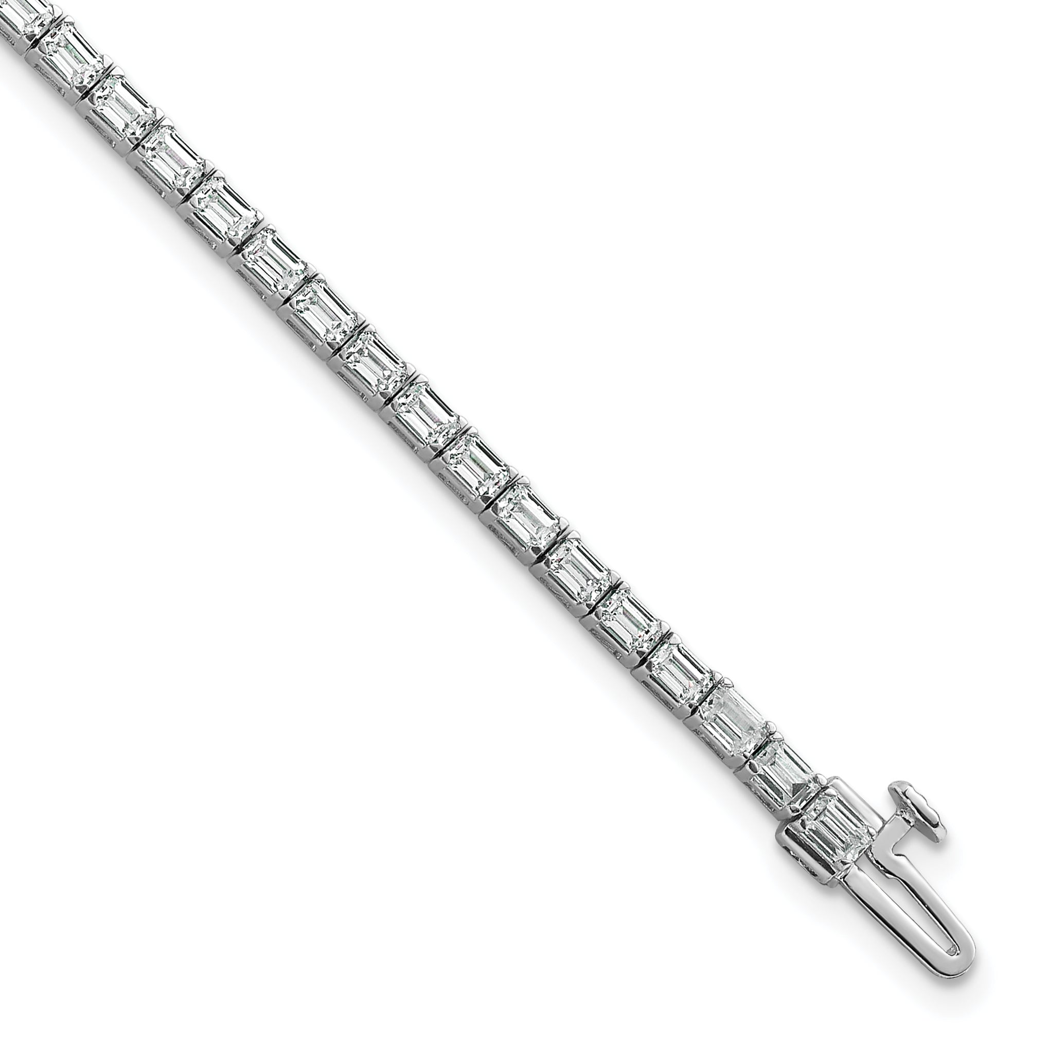 14K White Gold Lab Grown Diamond Vs/Si+ G+ Emerald Tennis Bracelet