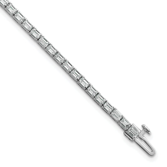 14K White Gold Lab Grown Diamond Vs/Si+ G+ Emerald Tennis Bracelet