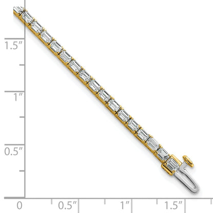 14K Yellow Gold Lab Grown Diamond Vs+ F+ Emerald Tennis Bracelet