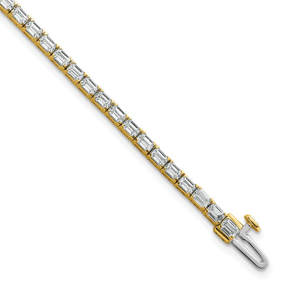 14K Yellow Gold Lab Grown Diamond Vs+ F+ Emerald Tennis Bracelet