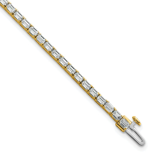 14K Yellow Gold Lab Grown Diamond Vs+ F+ Emerald Tennis Bracelet