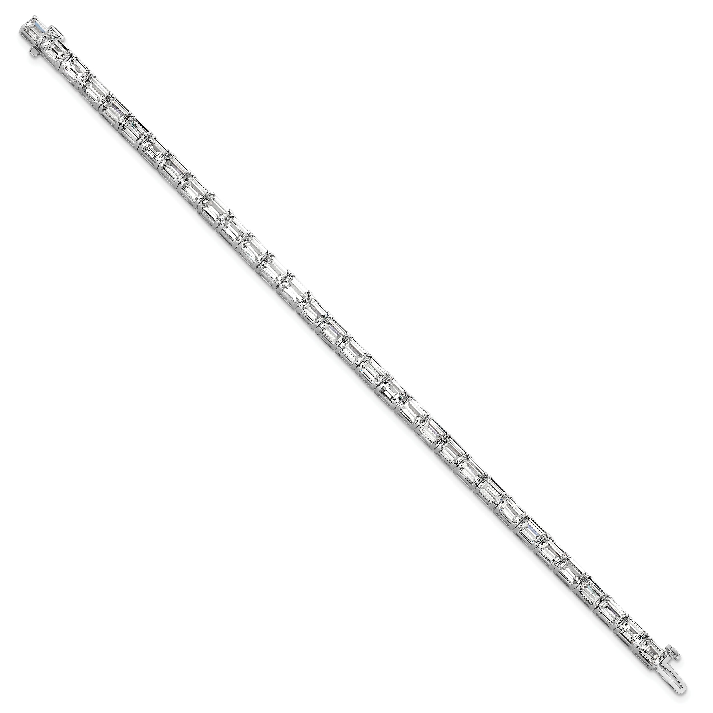 14K White Gold Ctw Vs+ F+ Lab Grown Emerald Diamond Tennis Bracelet