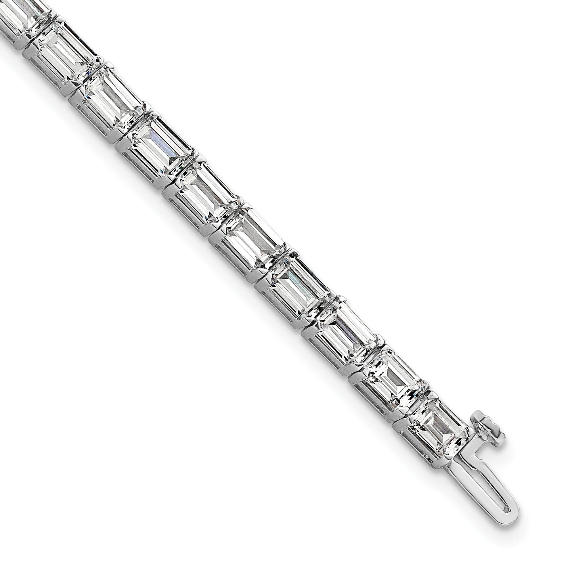 14K White Gold Ctw Vs+ F+ Lab Grown Emerald Diamond Tennis Bracelet