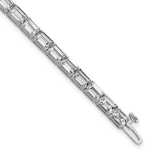 14K White Gold Lab Grown Diamond Vs/Si+ G+ Emerald Tennis Bracelet