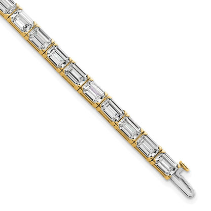 14K Yellow Gold Ctw Vs+ F+ Lab Grown Emerald Diamond Tennis Bracelet