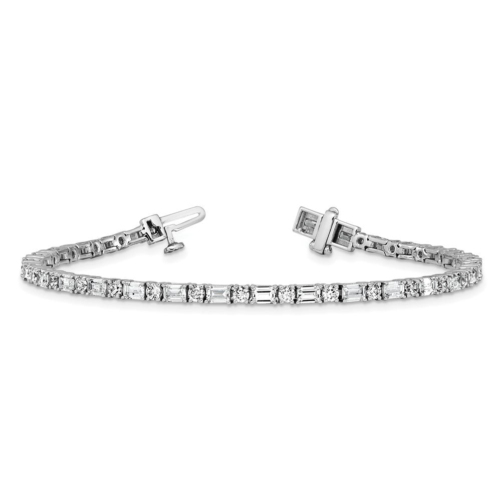 14K White Gold 4 7/8 Carat Lab Grown Diamond Vs/Si+ G+ Complete Emerald And Round Tennis Bracelet